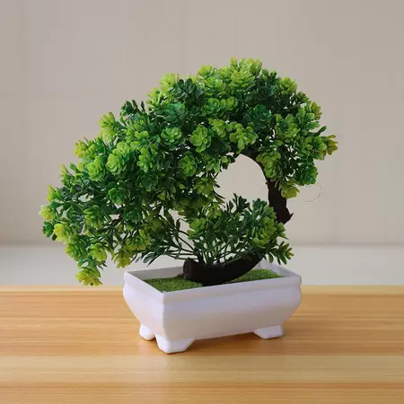 บอนไซต้นสนประดิษฐ์ ต้นไม้ปลอม ตกแต่งบ้าน ออฟฟิศ-lotus green