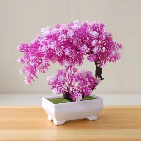 บอนไซต้นสนประดิษฐ์ ต้นไม้ปลอม ตกแต่งบ้าน ออฟฟิศ-lotus rose