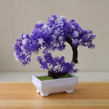 บอนไซต้นสนประดิษฐ์ ต้นไม้ปลอม ตกแต่งบ้าน ออฟฟิศ-lotus purple