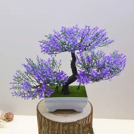 บอนไซต้นสนประดิษฐ์ ต้นไม้ปลอม ตกแต่งบ้าน ออฟฟิศ-B-Purple