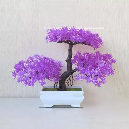 บอนไซต้นสนประดิษฐ์ ต้นไม้ปลอม ตกแต่งบ้าน ออฟฟิศ-A-Purple